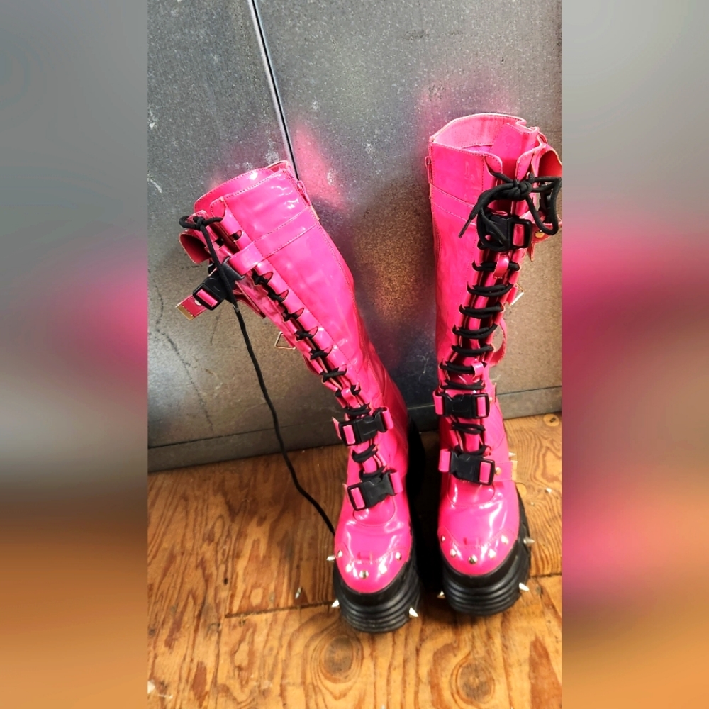 Orange Cookies ~ Platform boots - concert, club, dance party, festival, gogo BA